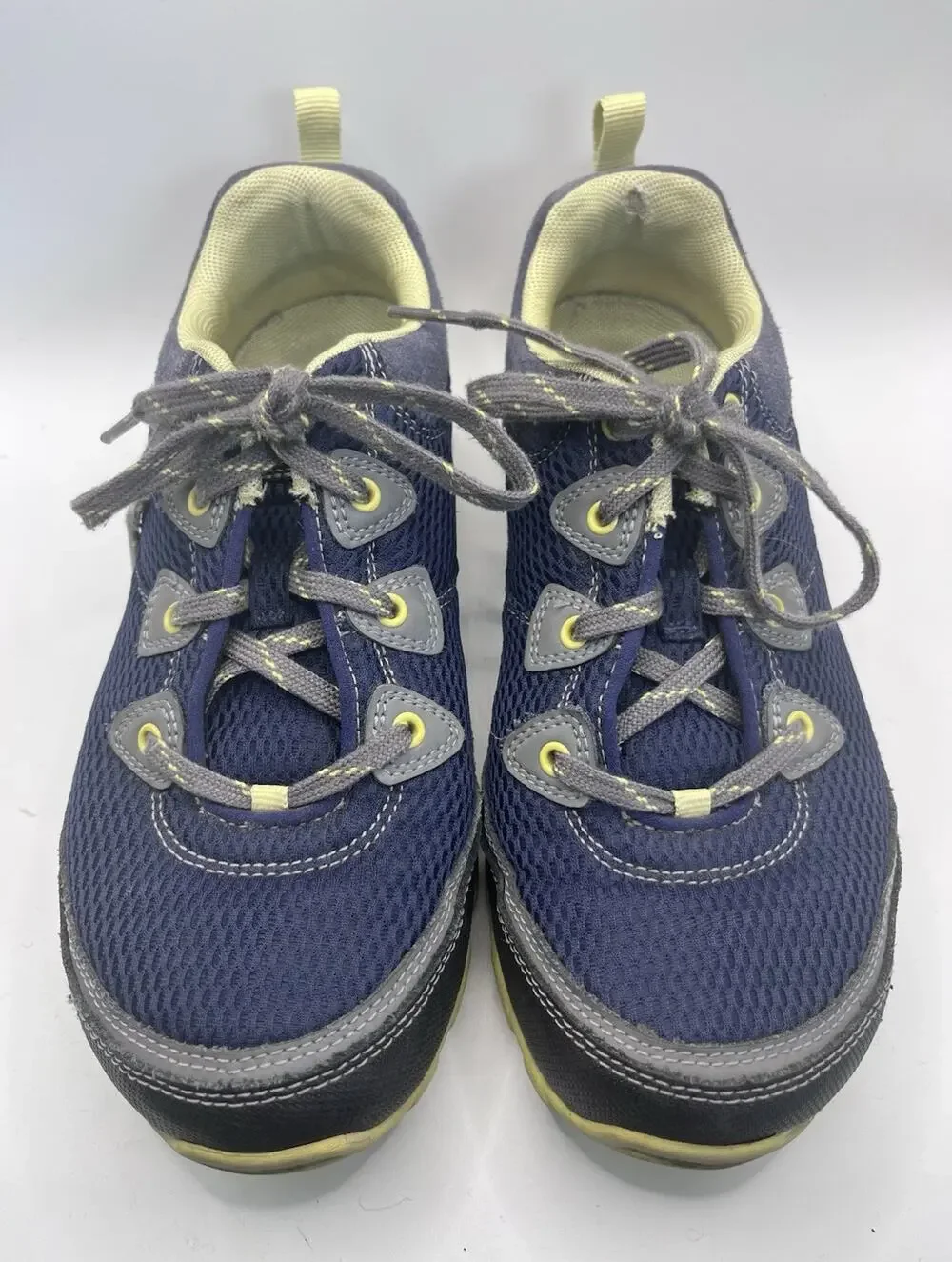 Ahnu Men's Hiking Shoes Blue/Gray Lace-Up US 7 Medium Vibram